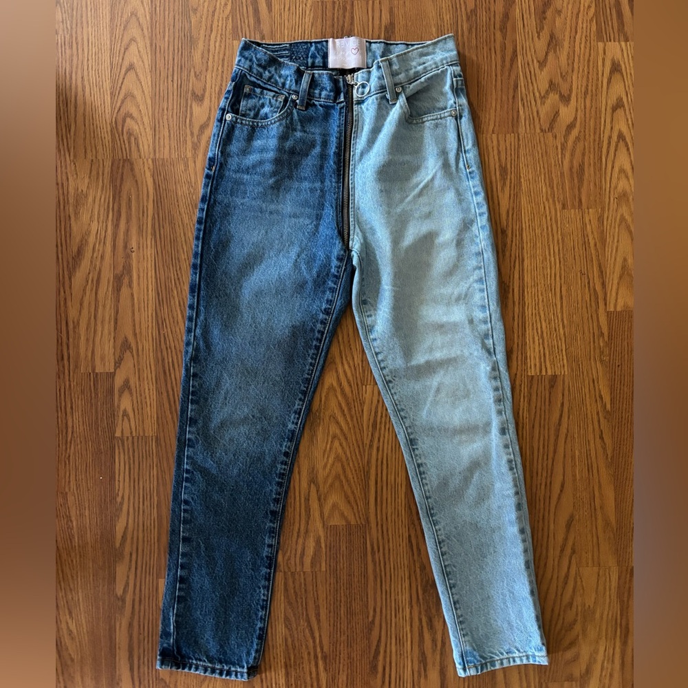 REVICE Blue Straight Leg Jeans Unique Design